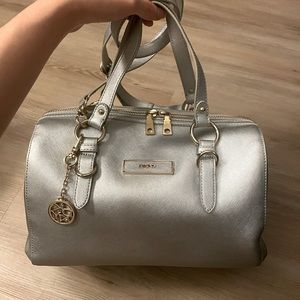 DKNY Silver Satchels Crossbody Handbag Preloved